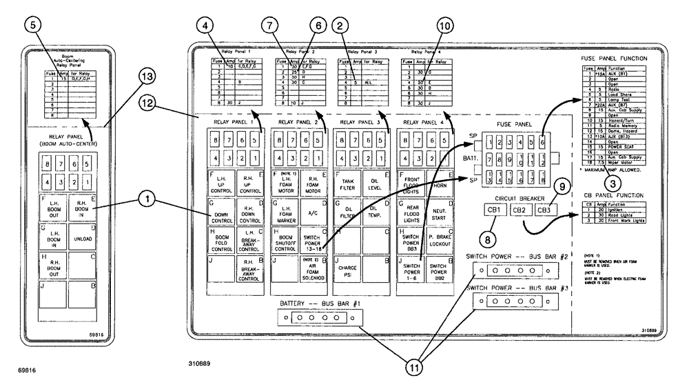 Схема запчастей Case IH SPX4260 - (326) - FUSE & RELAY PANEL (55) - ELECTRICAL SYSTEMS