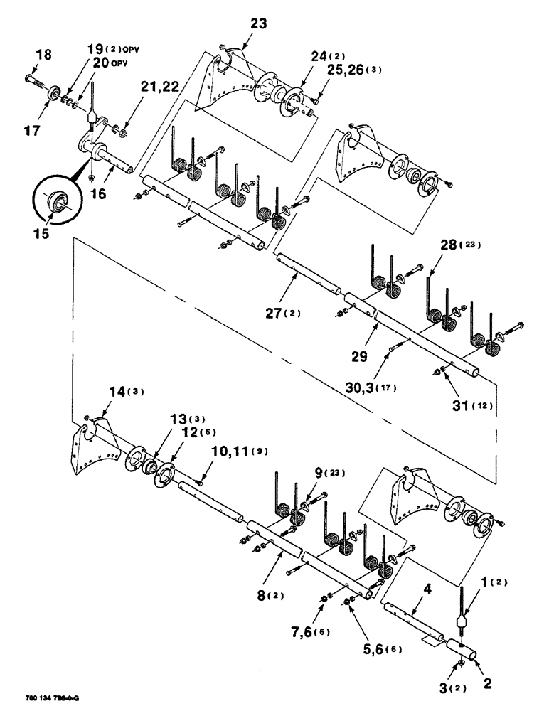 Схема запчастей Case IH SC416 - (6-20) - TINE TUBE ASSEMBLY, 16 FOOT DELUXE, TINE TUBE ASSEMBLY B (09) - CHASSIS