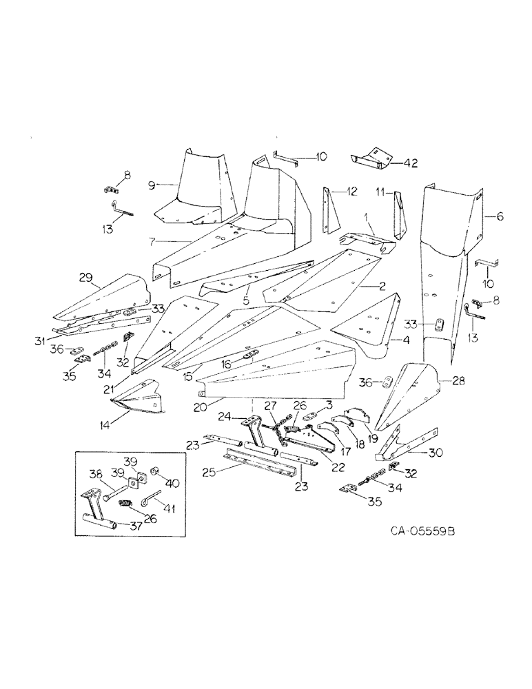 Схема запчастей Case IH 830 - (C-04) - ROW CROP UNIT (2-ROW) - SHOES AND DIVIDERS 