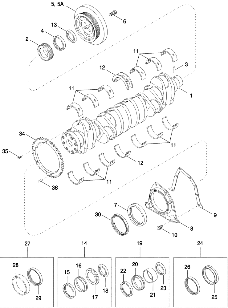 Схема запчастей Case IH 620 - (02-20) - CRANKSHAFT (01) - ENGINE