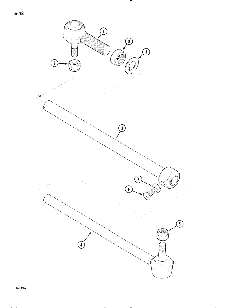 Схема запчастей Case IH 595 - (5-48) - TIE RODS, ADJUSTABLE FRONT AXLES, SWEPT BACK AXLES (05) - STEERING