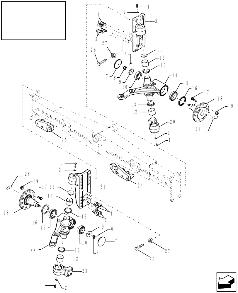 Схема запчастей Case IH 9120 - (44.200.03) - STANDARD STEERING AXLE SPINDLES (44) - WHEELS