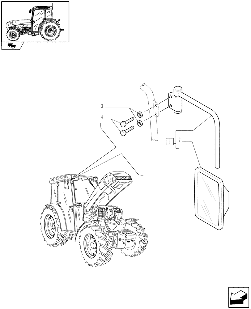 Схема запчастей Case IH FARMALL 105N - (1.92.98) - CAB - REAR-VIEW MIRRORS (10) - OPERATORS PLATFORM/CAB