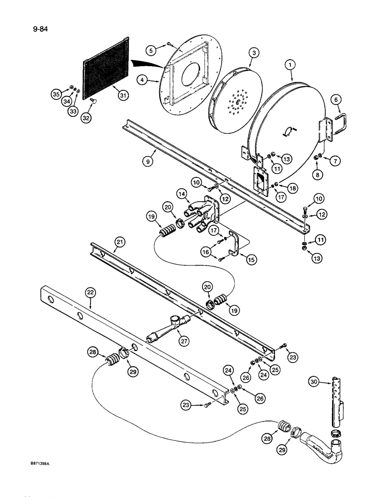 Схема запчастей Case IH 8600 - (9-084) - AIR SYSTEM, FAN TO MANIFOLD PIPE, UNITS WITH 6-1/2 INCH ROW SPACING (09) - CHASSIS/ATTACHMENTS