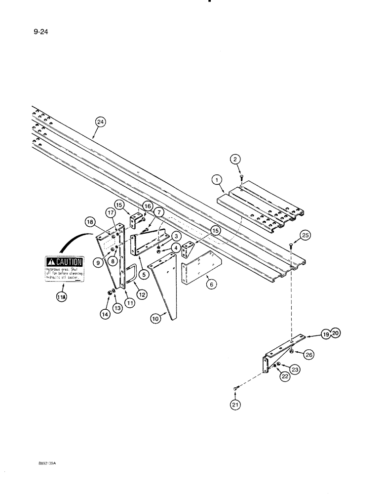 Схема запчастей Case IH 8500 - (9-024) - HOPPER STEPS AND PLATFORM, UNITS WITHOUT SIDE GUARD RAILS (09) - CHASSIS/ATTACHMENTS