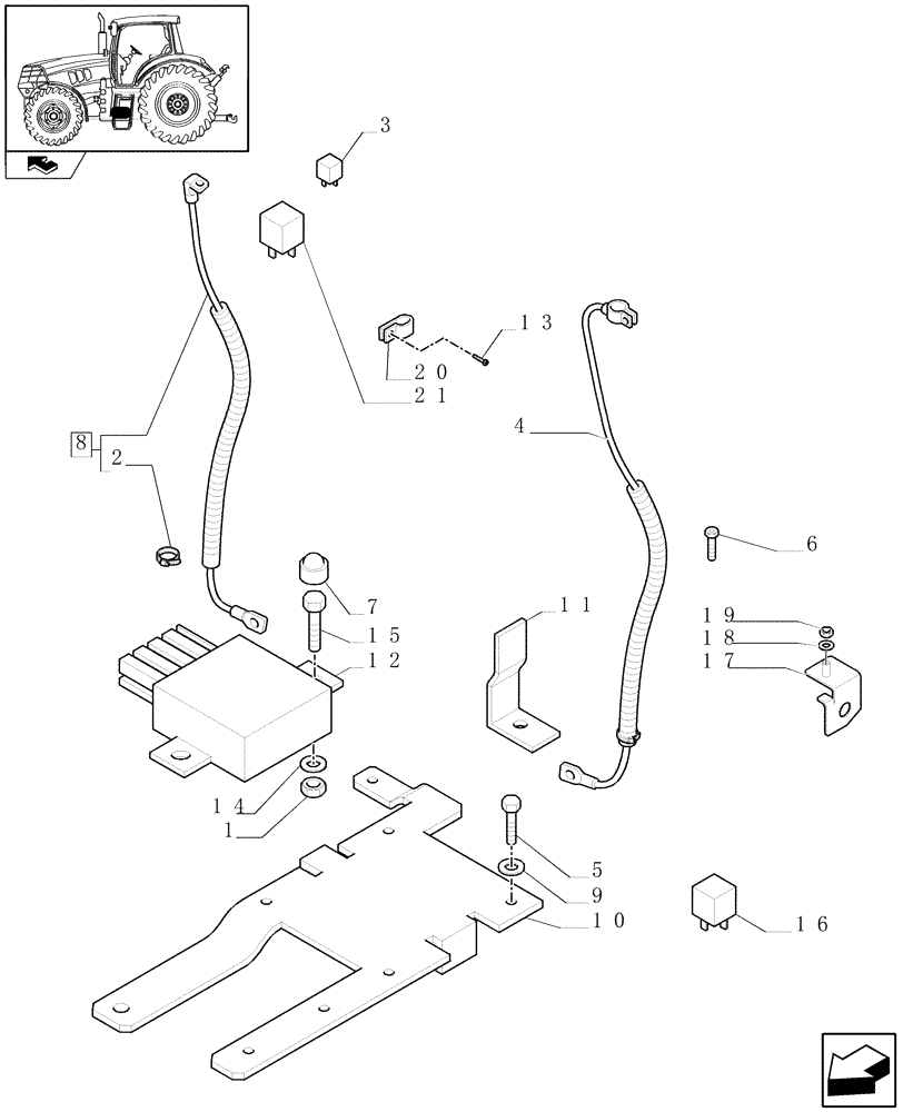 Схема запчастей Case IH MAXXUM 115 - (1.75.3/01[01]) - ELECTRICALLY CONTROLLED BATTERY ISOLATOR (VAR.330798) (06) - ELECTRICAL SYSTEMS