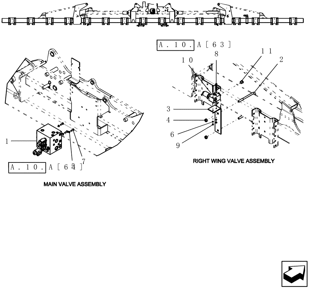Схема запчастей Case IH 1200 - (A.10.A[22]) - VALVE MOUNTING - 16 ROW MOUNTED STACKER VARIABLE RATE DRIVE A - Distribution Systems