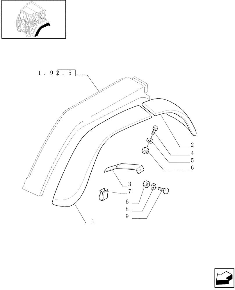 Схема запчастей Case IH JX80U - (1.92.5/01) - (VAR.869) MUDGUARD SIDE SHIELDS (W/CAB) (10) - OPERATORS PLATFORM/CAB