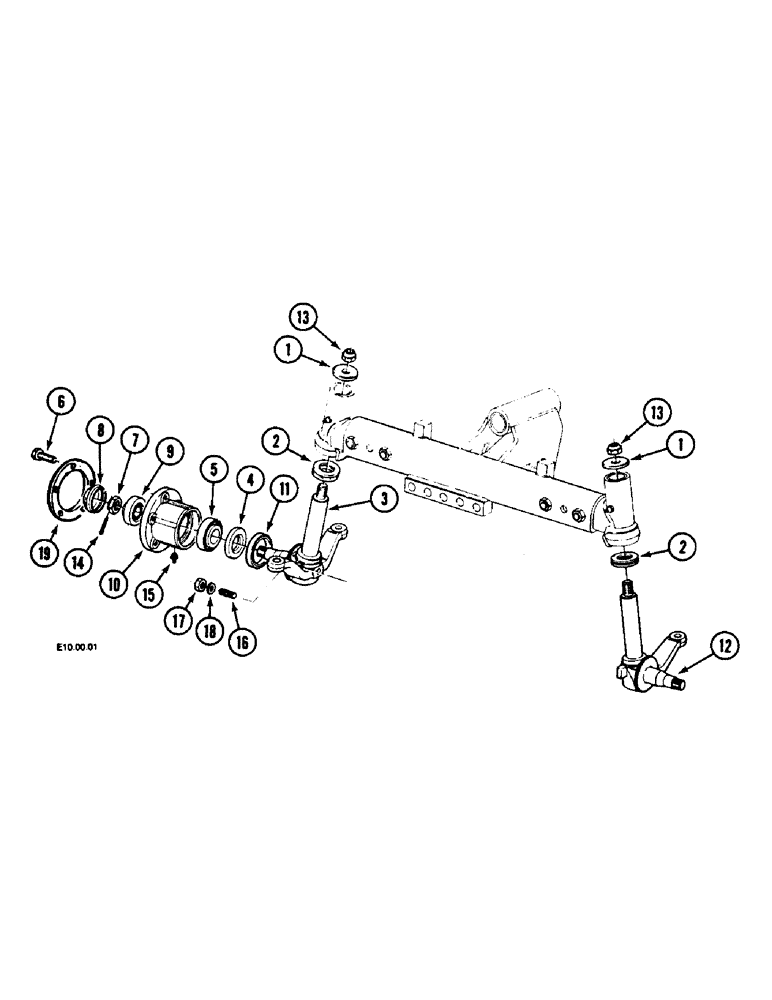 Схема запчастей Case IH 2140 - (5-42) - WHEEL HUBS AND CAPS - 2WD (05) - STEERING