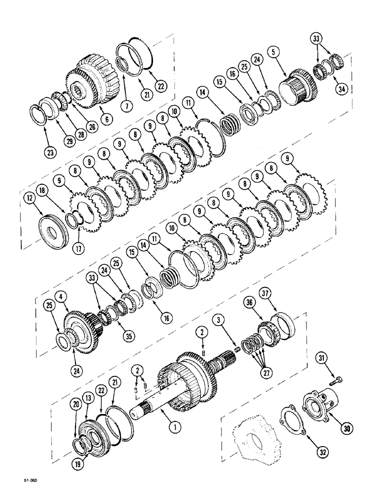 Схема запчастей Case IH 5150 - (6-012) - SPEED TRANSMISSION - INPUT SHAFT, POWERSHIFT (06) - POWER TRAIN