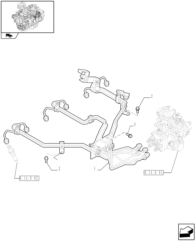 Схема запчастей Case IH F4GE9684B J604 - (0.14.9) - INJECTION EQUIPMENT - PIPING (2852344) 