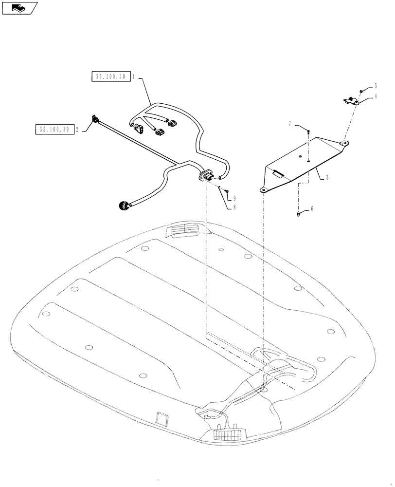 Схема запчастей Case IH STEIGER 350 - (55.911.03) - GPS RECEIVER - HARNESSES AND MOUNTING BRACKET (55) - ELECTRICAL SYSTEMS