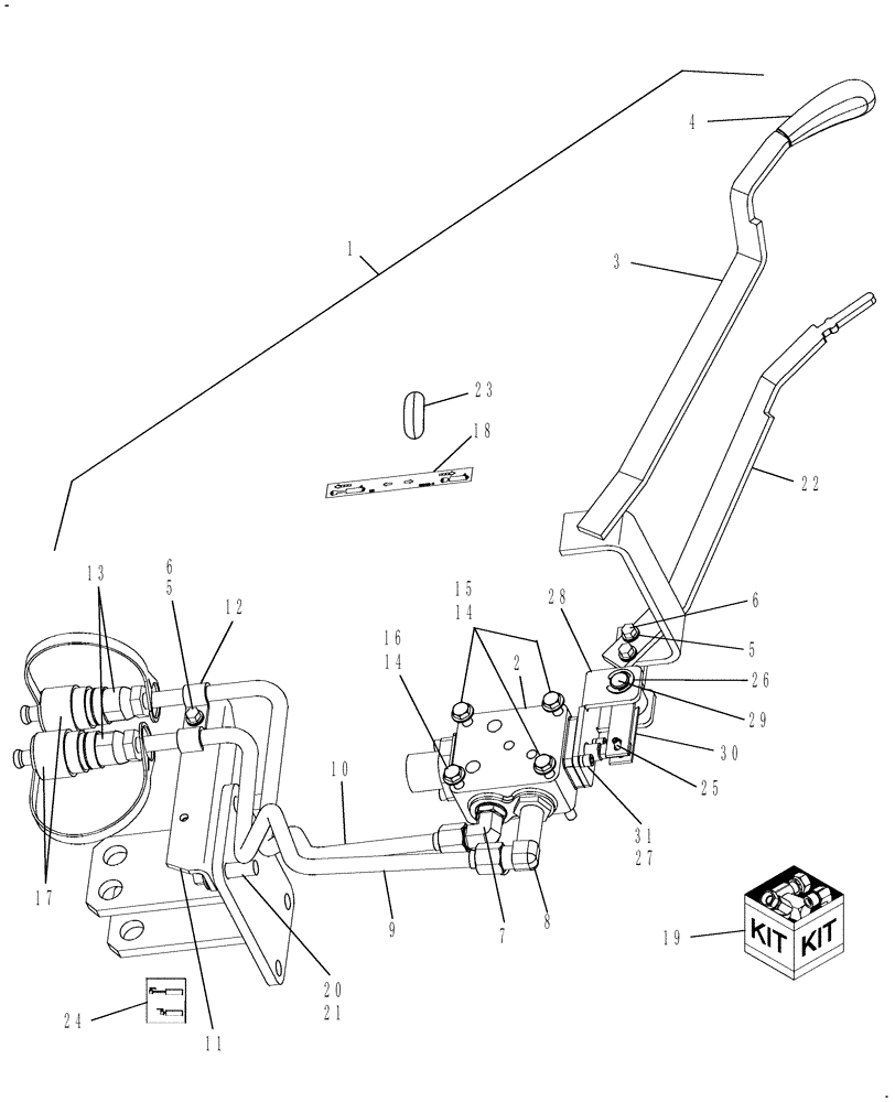 Схема запчастей Case IH FARMALL 45 - (07.06) - FIRST REAR REMOTE VALVE KIT, SELF-CENTERING , HST - 710366046 (07) - HYDRAULIC SYSTEM