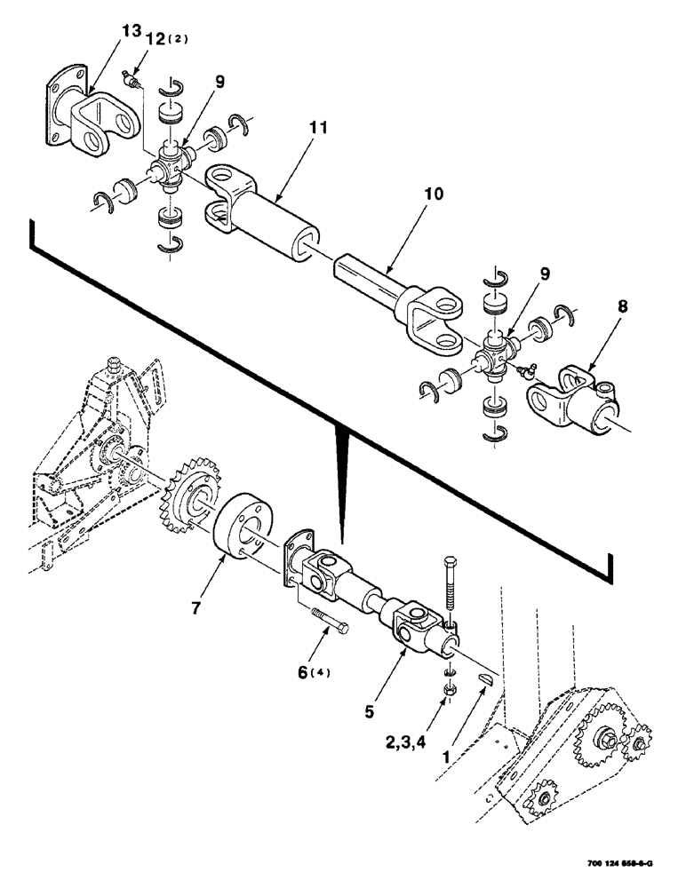 Схема запчастей Case IH 8820 - (9-044) - HAY CONDITIONER U-JOINT ASSEMBLY (58) - ATTACHMENTS/HEADERS