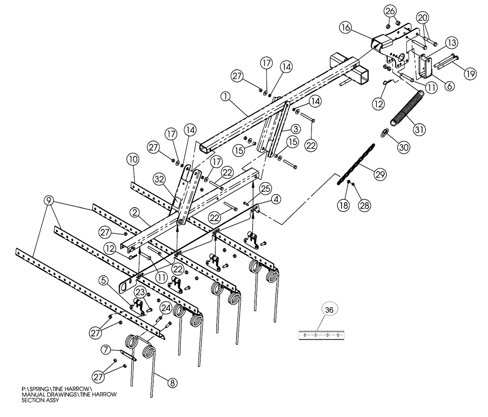 Схема запчастей Case IH TIGERMATE II - (75.200.05) - TIGER TINE HARROW PARTS (75) - SOIL PREPARATION