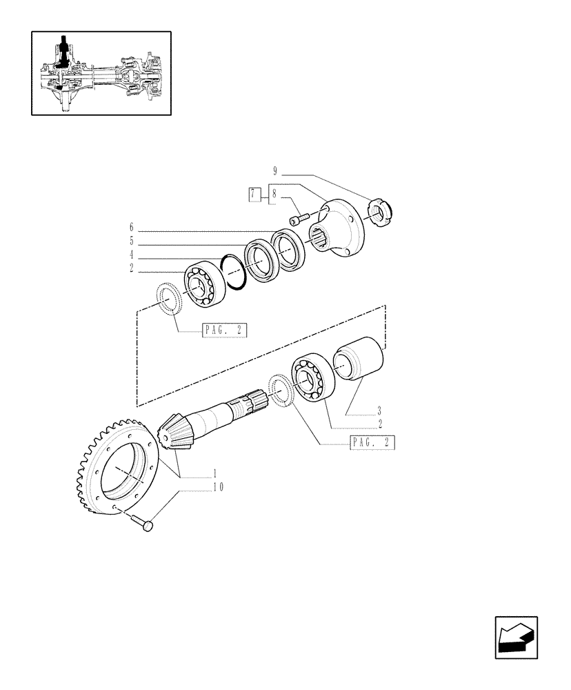 Схема запчастей Case IH MXU110 - (1.40.4/06[01]) - (VAR.309/1-359/1) 4WD FRONT AXLE WITH SUSPENSIONS AND TERRALOCK, BRAKES - BEVEL GEAR PAIR (04) - FRONT AXLE & STEERING