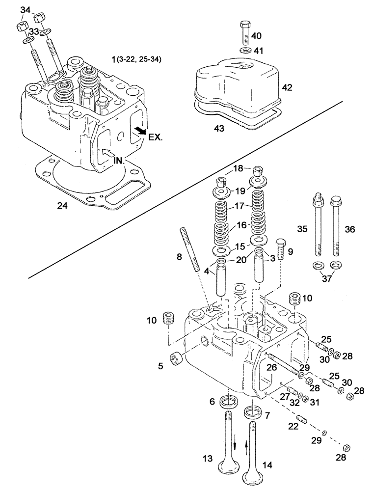 Схема запчастей Case IH C55 - (02-18[01]) - CYLINDER HEAD AND GASKETS (02) - ENGINE