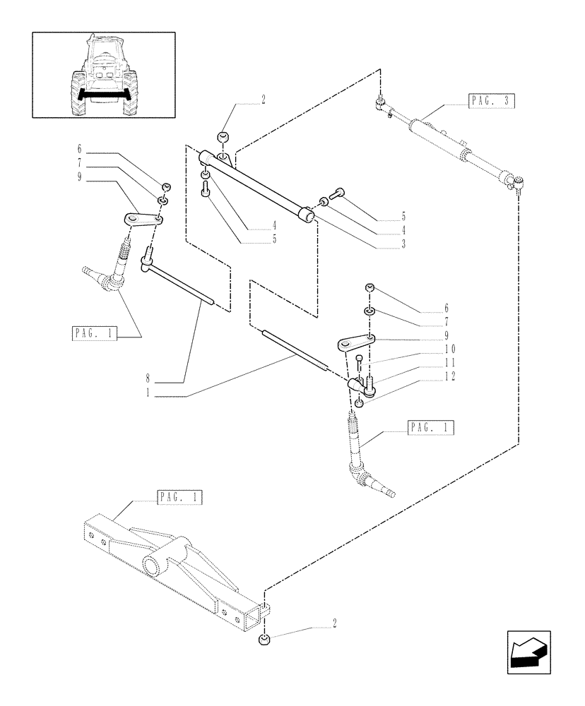 Схема запчастей Case IH MXU125 - (1.41.0/01[02]) - 2WD FRONT AXLE - TIE-ROD (04) - FRONT AXLE & STEERING