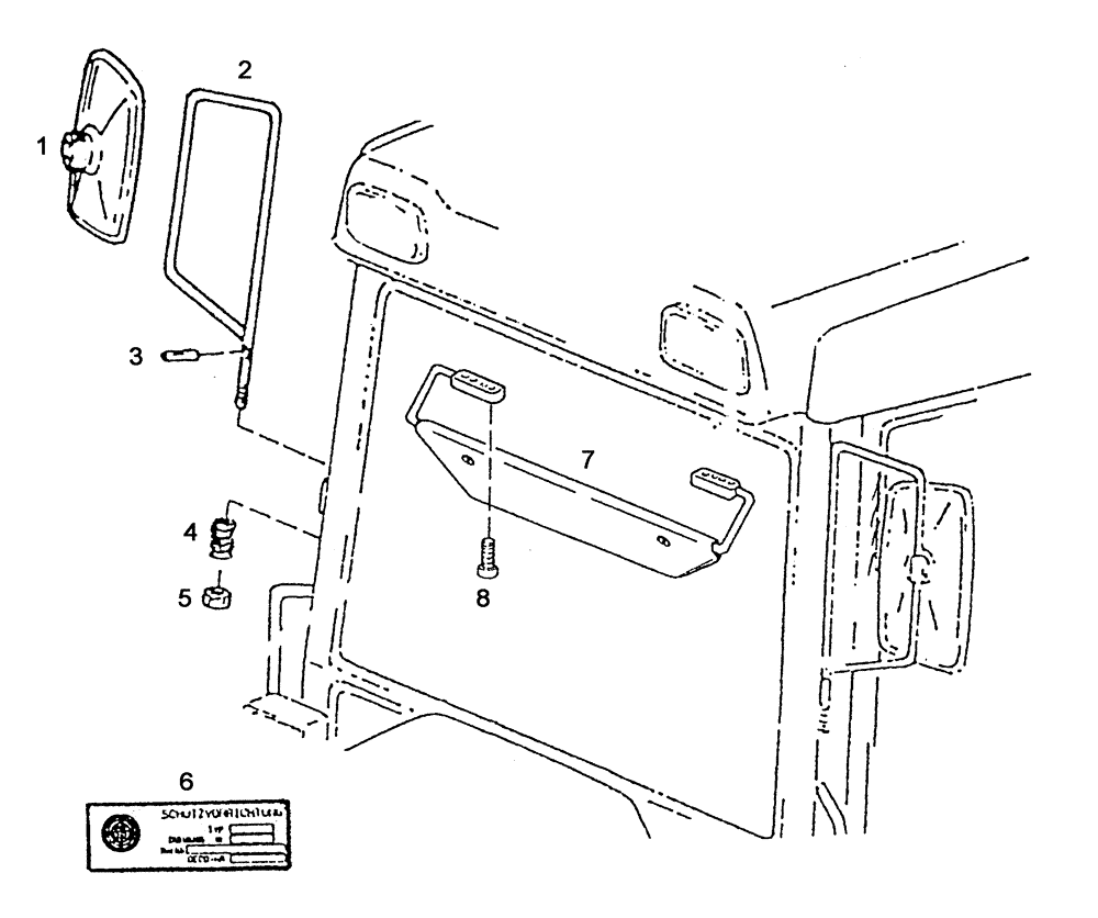 Схема запчастей Case IH C55 - (09B-06[01]) - SUN SHIELD MIRROR, REAR VIEW (09) - CHASSIS