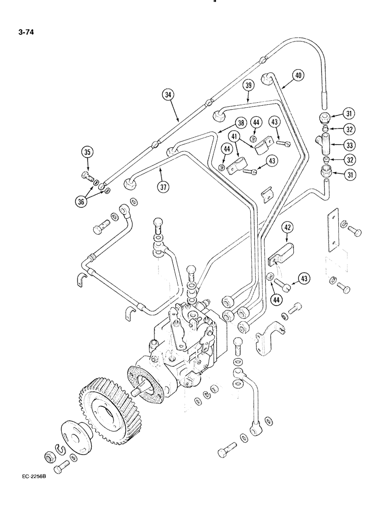 Схема запчастей Case IH 885 - (3-074) - FUEL INJECTION TUBES AND PUMP GEAR (CONTD) (03) - FUEL SYSTEM