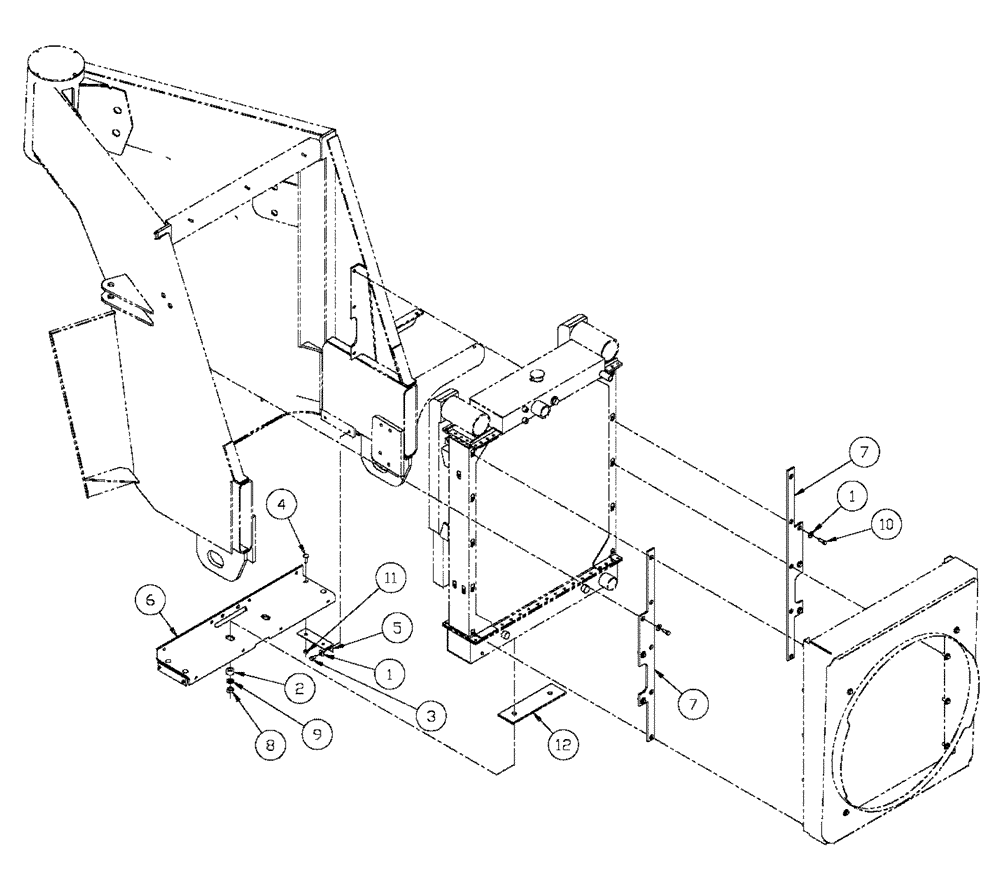 Схема запчастей Case IH FLX3330B - (02-059) - RADIATOR MOUNTING ASSEMBLY (01) - ENGINE