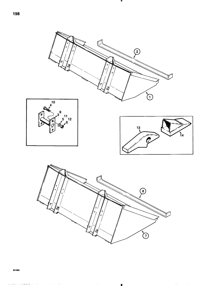 Схема запчастей Case IH 1845B - (198) - DIRT AND UTILITY BUCKETS, 6" (152 MM) CUTTING EDGE, DIRT BUCKET, UTILITY BUCKET, BUCKET TEETH (09) - CHASSIS/ATTACHMENTS