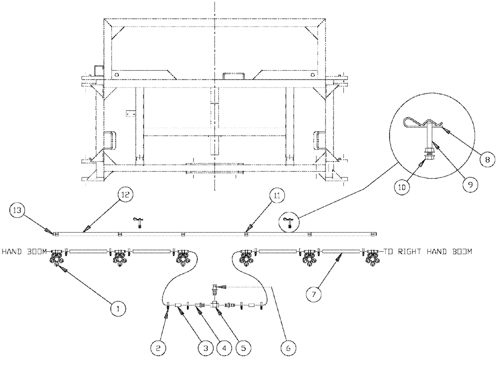 Схема запчастей Case IH SPX2130 - (09-005) - 60, 5 BOOM SHUT OFF , CENTER BOOM, 20" NOZZLE SPACING Liquid Plumbing