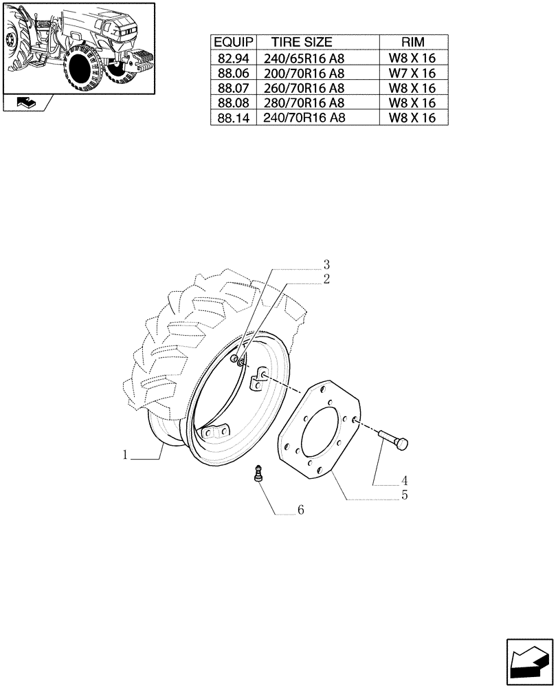 Схема запчастей Case IH FARMALL 105N - (82.00[02]) - 4WD DRIVING WHEELS (11) - WHEELS/TRACKS