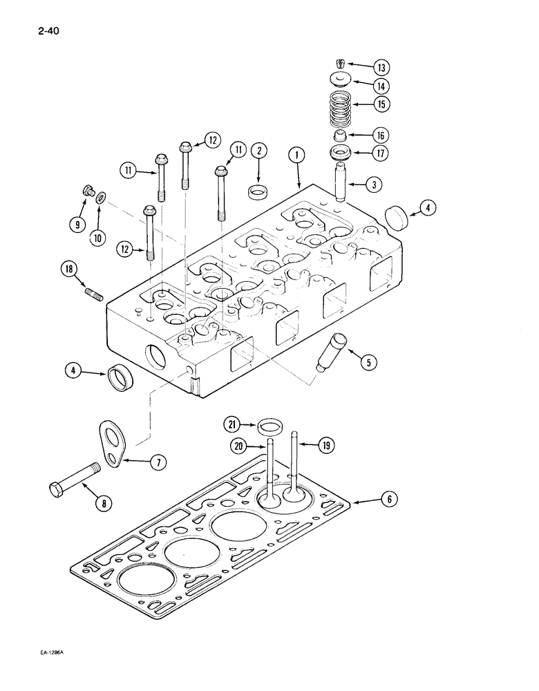 Схема запчастей Case IH 895 - (2-40) - CYLINDER HEAD (02) - ENGINE