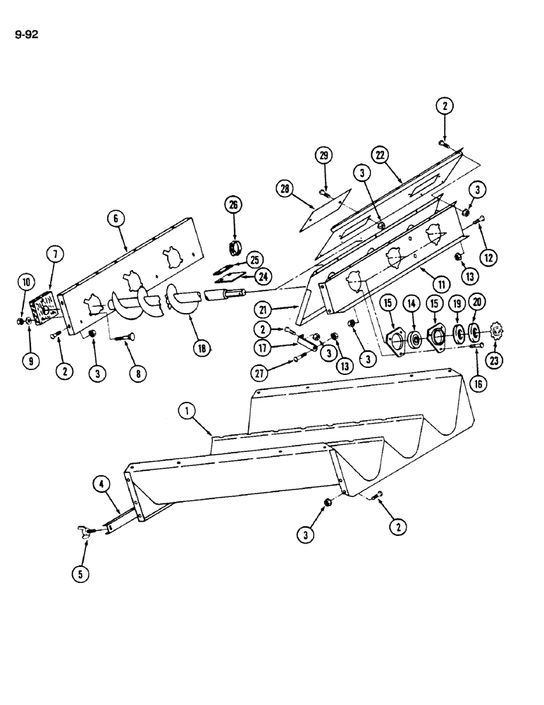 Схема запчастей Case IH 1620 - (9-092) - AUGER BED (14) - ROTOR, CONCANVES & SIEVE