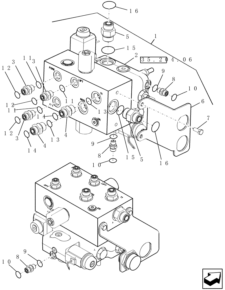 Схема запчастей Case IH 7010 - (35.480.06) - VALVE, FEEDER STACK, FIXED - 7010/8010 (35) - HYDRAULIC SYSTEMS