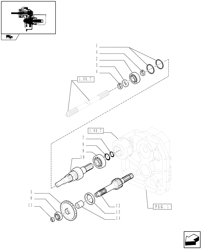 Схема запчастей Case IH FARMALL 95U - (1.80.1/02[03]) - 540 POWER TAKEOFF FOR POWER SHUTTLE TRANSMISSION - SHAFTS & GEARS (07) - HYDRAULIC SYSTEM