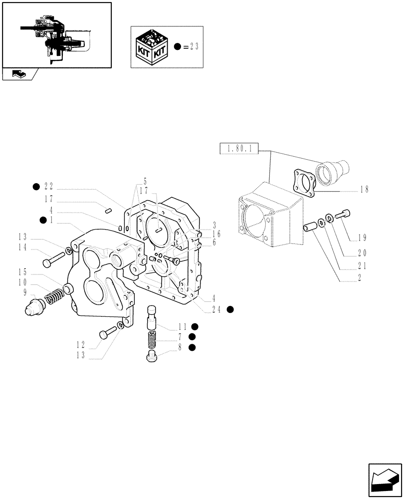 Схема запчастей Case IH FARMALL 85U - (1.80.1/02[01]) - 540 POWER TAKEOFF FOR POWER SHUTTLE TRANSMISSION - COVER & GUARD (07) - HYDRAULIC SYSTEM