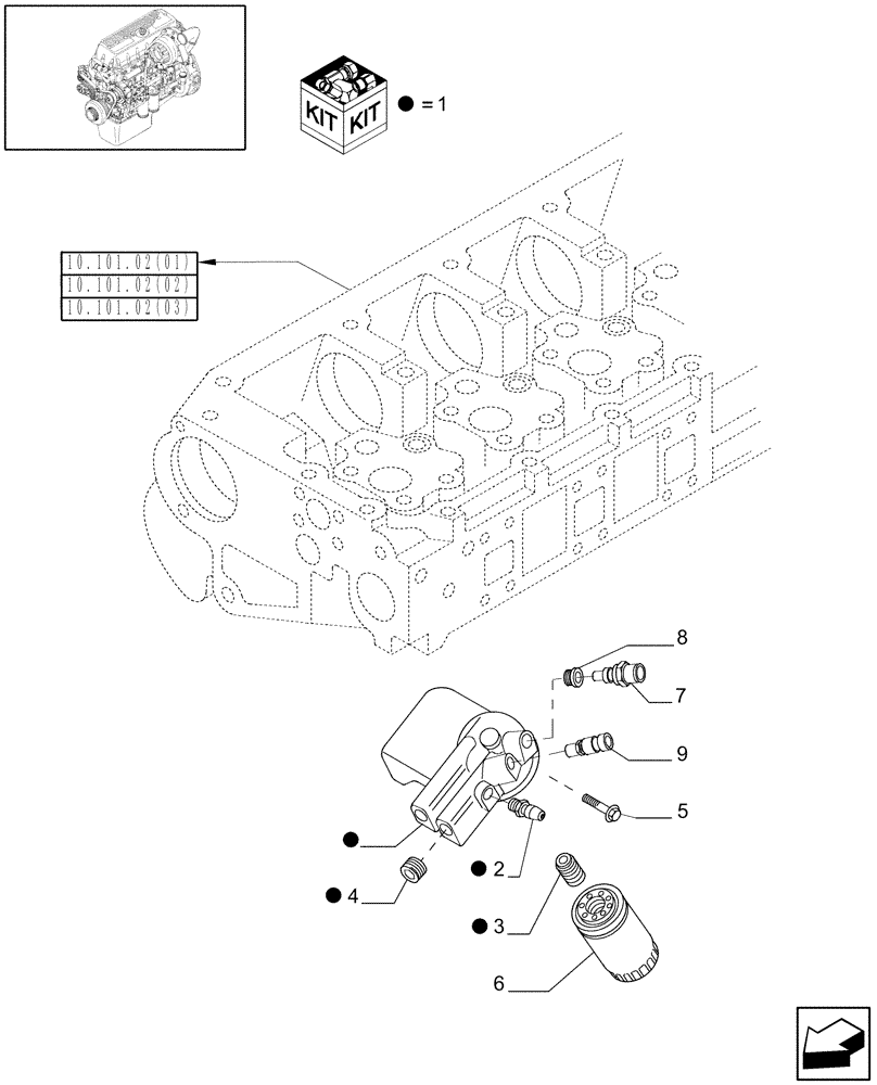 Схема запчастей Case IH 7010 - (10.206.01[01]) - FUEL FILTER, ENGINE MOUNTED - 8010 (10) - ENGINE