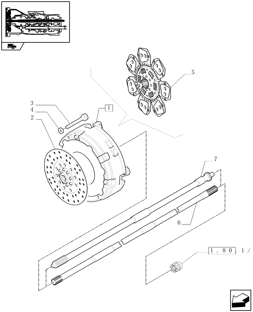 Схема запчастей Case IH FARMALL 105U - (1.25.0[02]) - CLUTCH AND PTO SHAFT (03) - TRANSMISSION