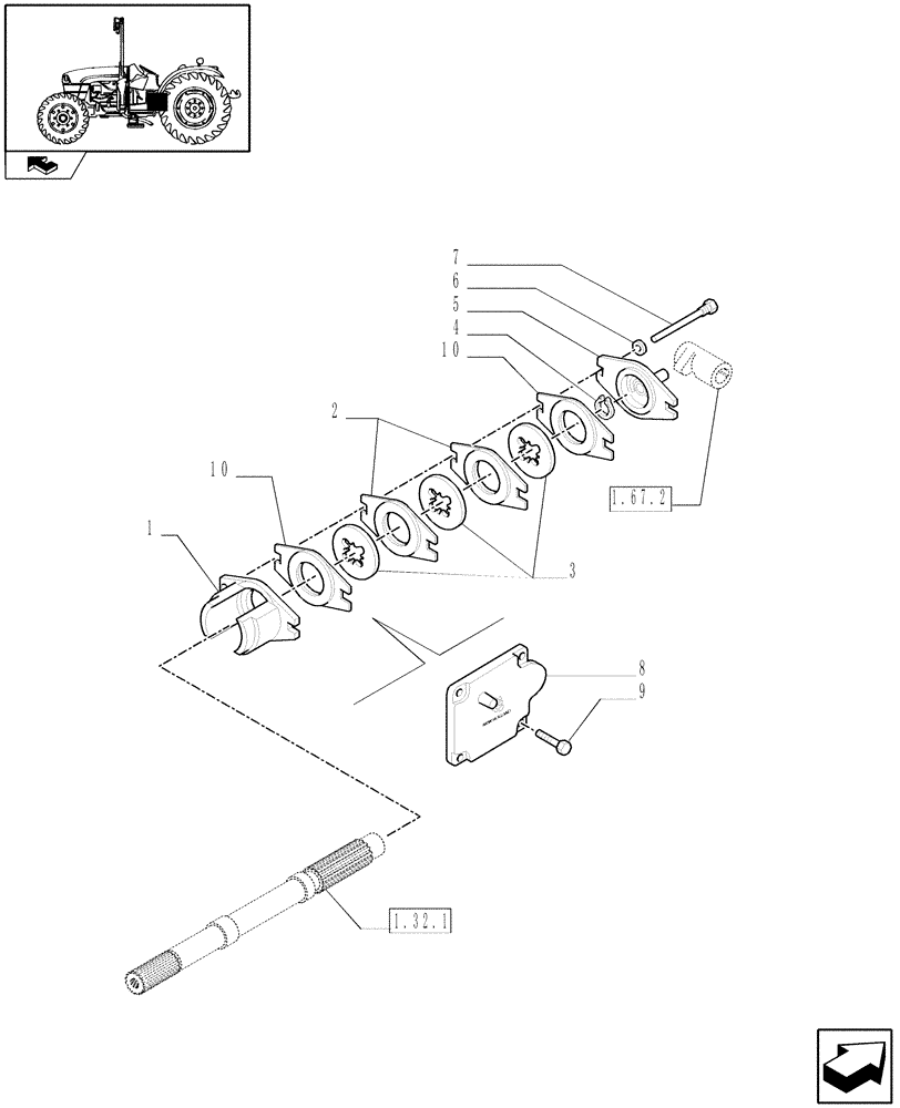 Схема запчастей Case IH FARMALL 75C - (1.65.5) - PARKING BRAKE (05) - REAR AXLE