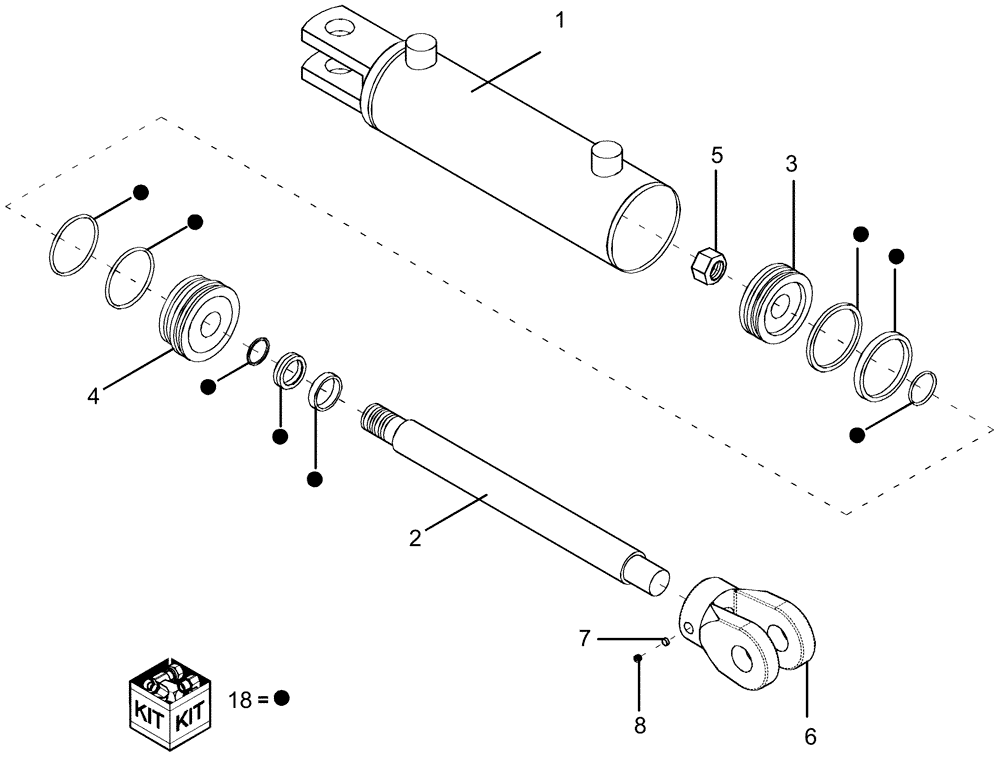 Схема запчастей Case IH 1260 - (35.116.11) - HYDRAULIC CYLINDER - STEERING ASSEMBLY (35) - HYDRAULIC SYSTEMS