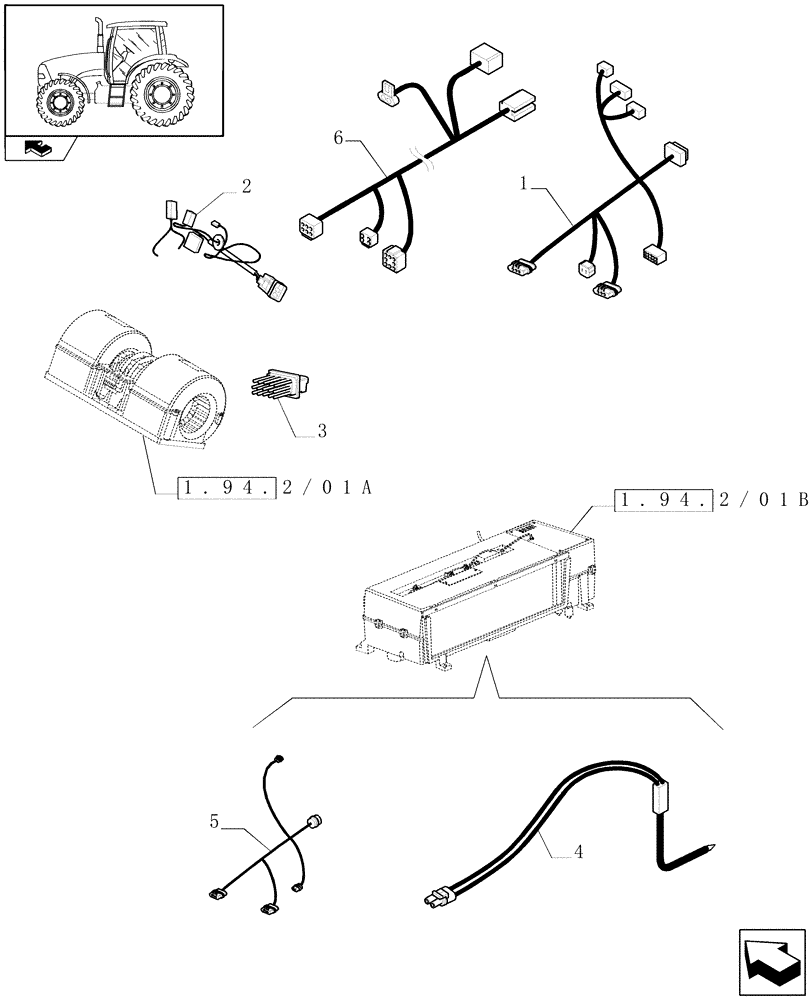 Схема запчастей Case IH PUMA 210 - (1.75.4/16) - (VAR.098) AUTOMATIC CLIMATE CONTROL - CABLES (06) - ELECTRICAL SYSTEMS