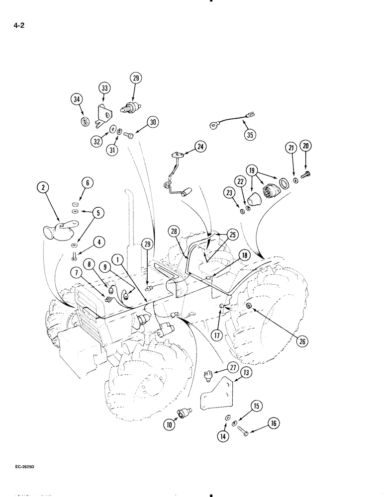 Схема запчастей Case IH 595 - (4-02) - CHASSIS HARNESS AND SWITCHES, TRACTOR WITHOUT CAB (04) - ELECTRICAL SYSTEMS