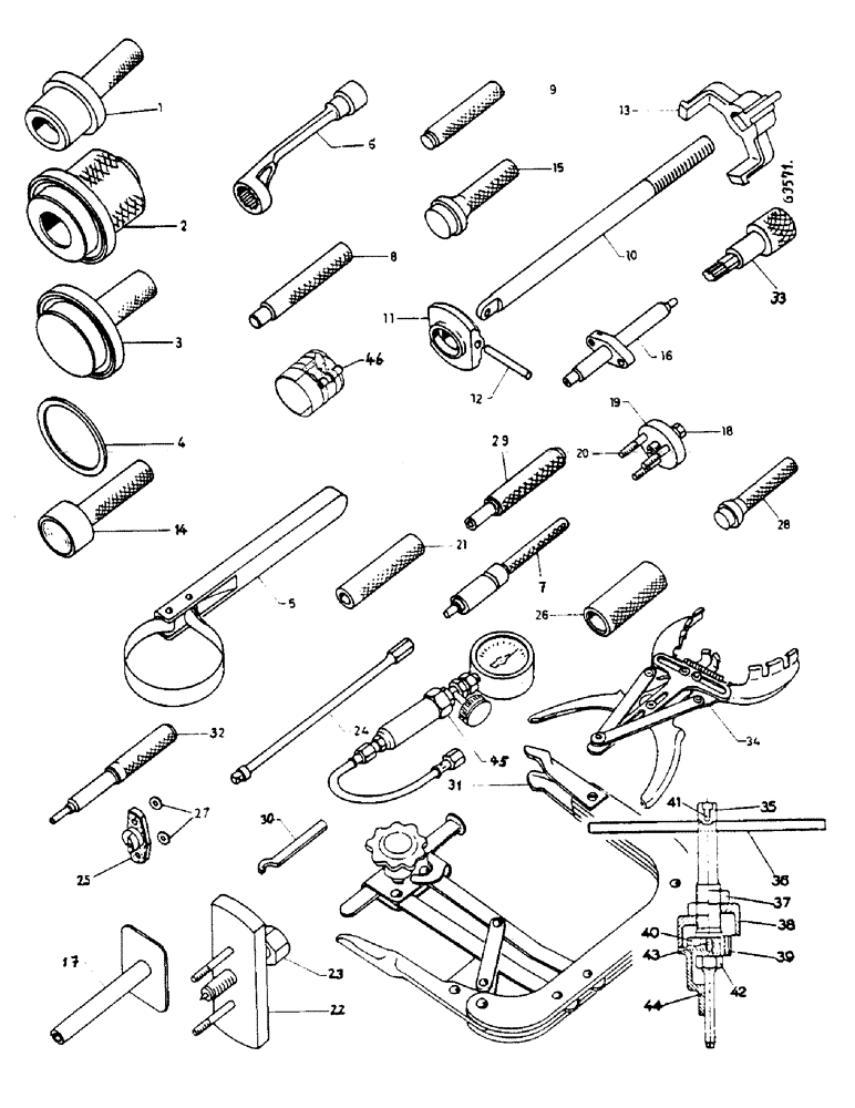 Схема запчастей Case IH 654 - (360) - SERVICE TOOLS FOR ENGINE (88) - ACCESSORIES