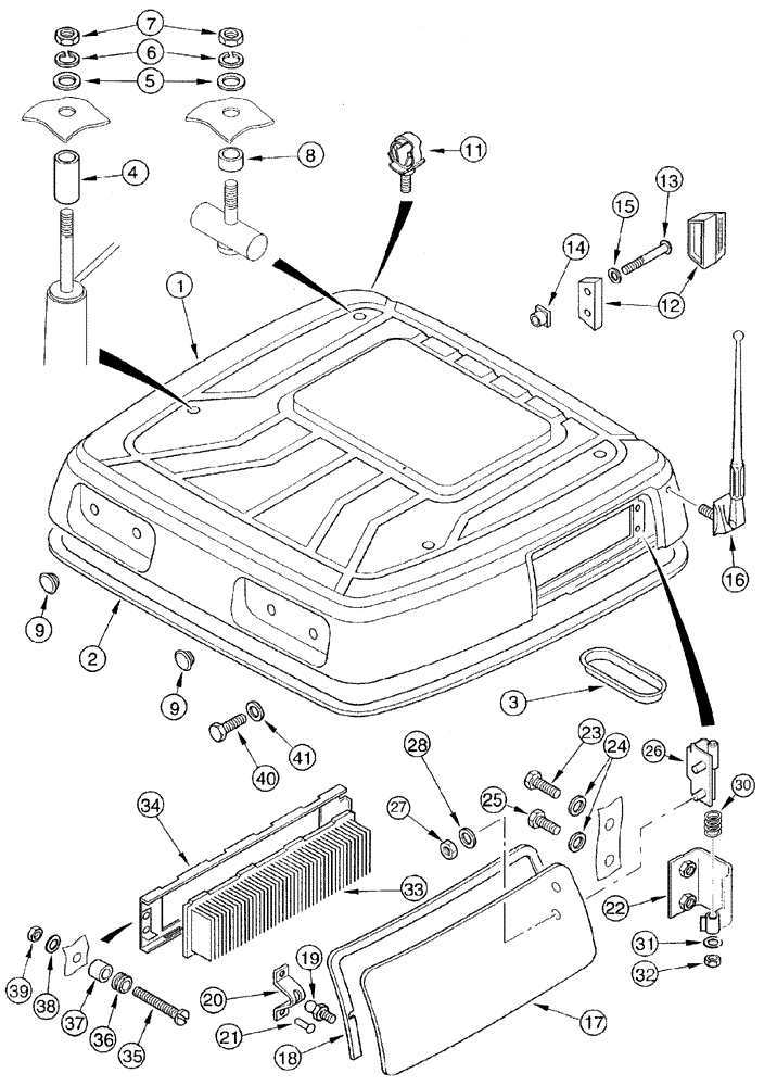 Схема запчастей Case IH CX50 - (09-24) - ROOF WITHOUT HATCH (09) - CHASSIS/ATTACHMENTS