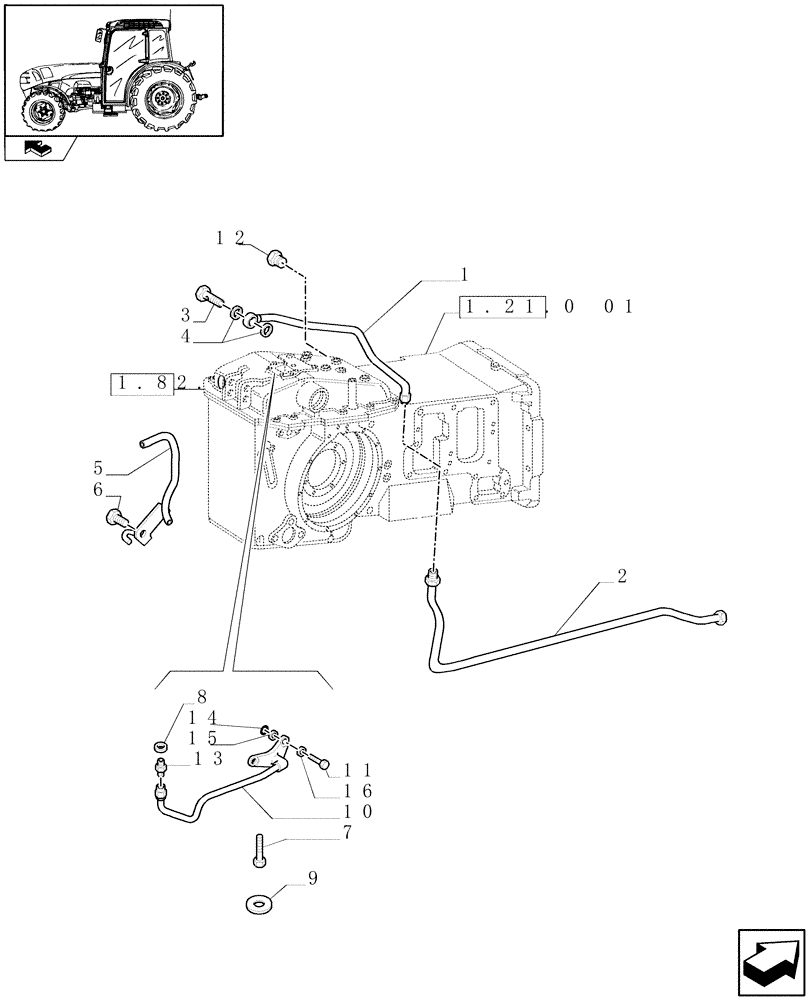 Схема запчастей Case IH FARMALL 105N - (1.82.1/01[01]) - LIFTER, LINES (07) - HYDRAULIC SYSTEM