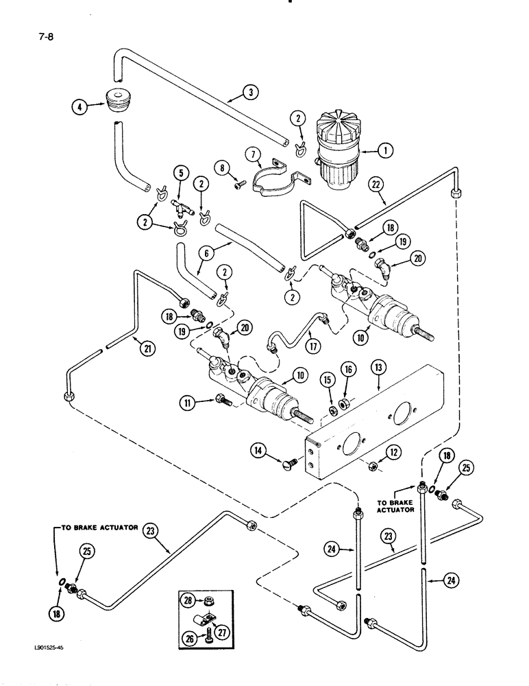 Схема запчастей Case IH 1620 - (7-08) - MASTER BRAKE CYLINDERS AND RESERVOIR SYSTEM (5.1) - BRAKES