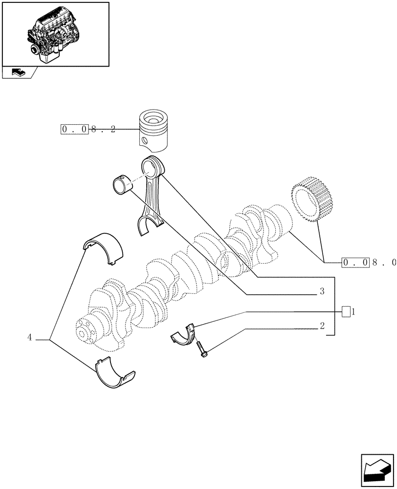 Схема запчастей Case IH F3CE0684A E001 - (0.08.1) - CONNECTING ROD (504051795) 