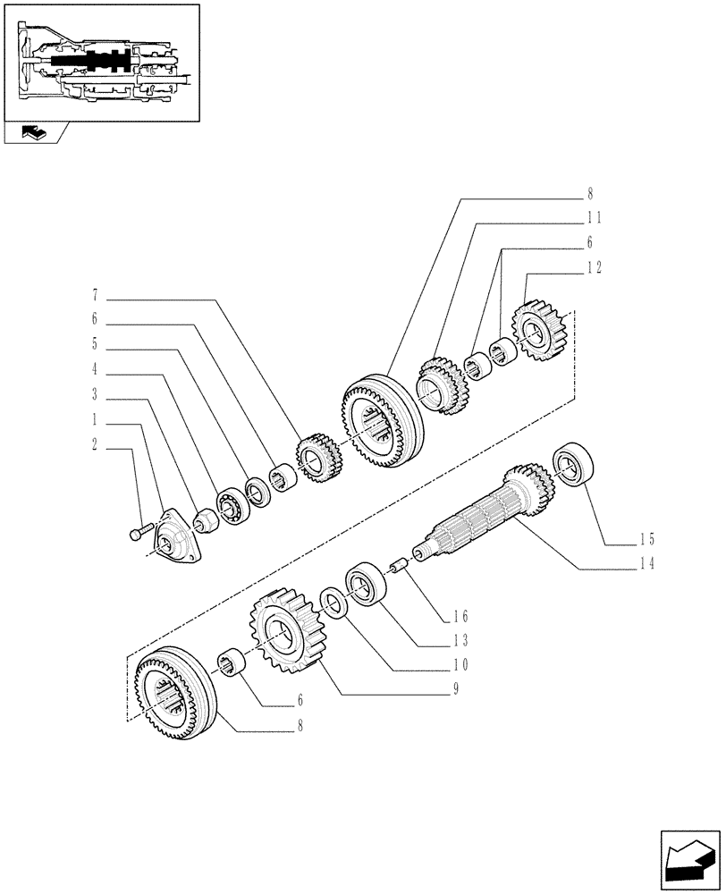 Схема запчастей Case IH FARMALL 80 - (1.28.1/03[02]) - 12X12 (40KM/H) TRANSM. W/INSIDE AXLE FRONT BRAKE AND LIMITED SLIP - SYNCHRONIZER AND DRIVEN SHAFT (STD, 743552 - 331321 - 743905) (03) - TRANSMISSION