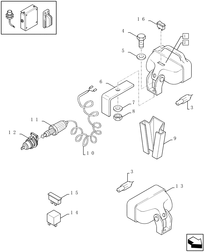 Схема запчастей Case IH LBX331S - (06.05[01]) - WORK LIGHTS (06) - ELECTRICAL SYSTEMS