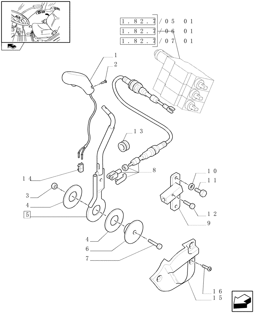 Схема запчастей Case IH FARMALL 105N - (1.92.82/05[02]) - THREE REMOTE VALVES WITH FLOW DIVIDER - CONTROL LEVER (VAR.330391-333391-336391 / 743526; VAR.331391-334391 / 743527) (10) - OPERATORS PLATFORM/CAB