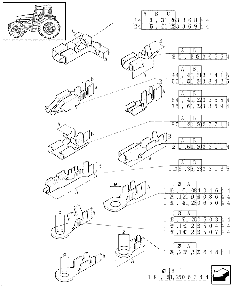 Схема запчастей Case IH JX100U - (1.77.0[05]) - CONNECTOR, CABLE TERMINAL (06) - ELECTRICAL SYSTEMS