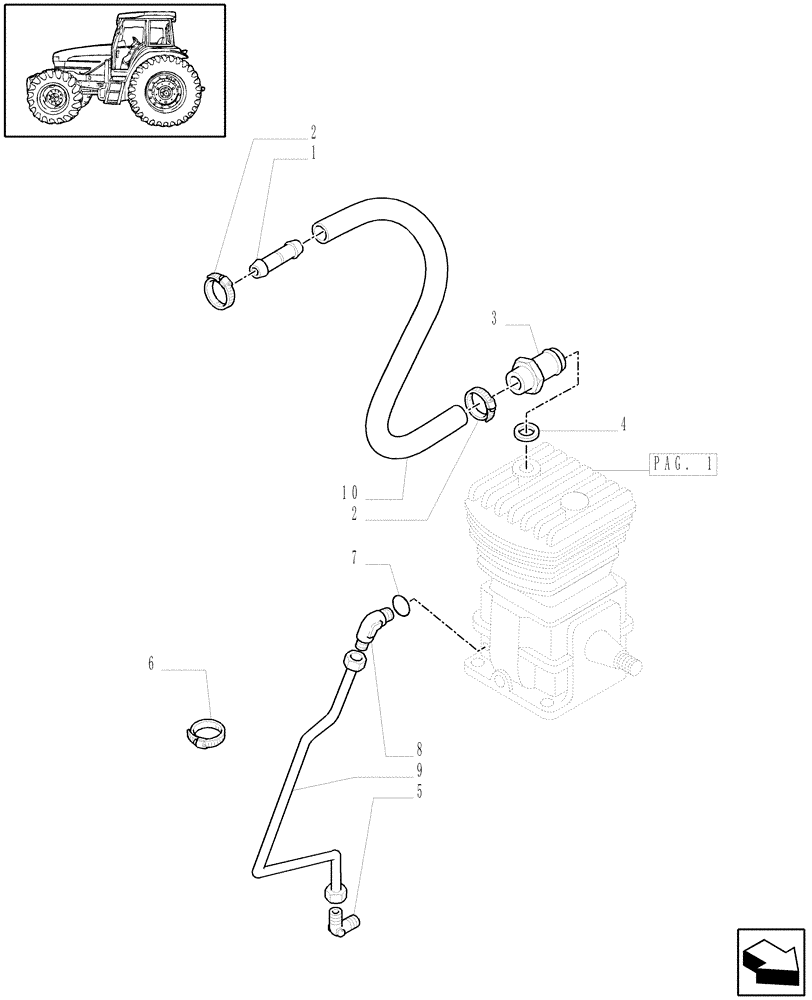 Схема запчастей Case IH MXM140 - (1.68.6/02[03A]) - (VAR.385/1) UNIVERSAL TRAILER AIR BRAKE - PIPES - D5419 (05) - REAR AXLE