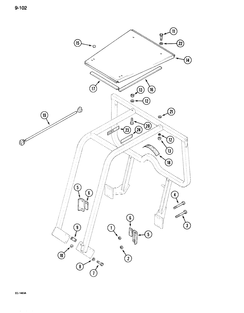 Схема запчастей Case IH 995 - (9-102) - ROLL OVER PROTECTION FRAME, FOUR POST ROPS (09) - CHASSIS/ATTACHMENTS